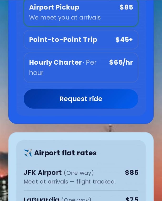 Booking widget with services and prices on a transportation page