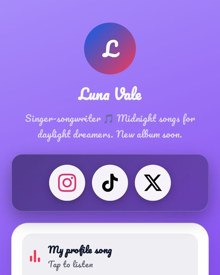 Musician page on MyBioKit