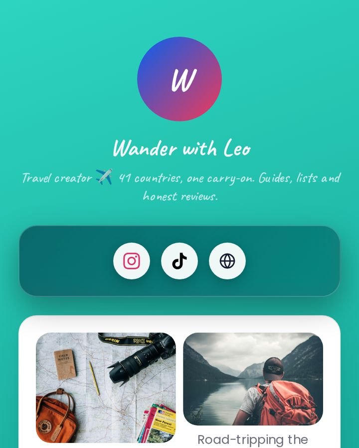 Travel creator page on MyBioKit